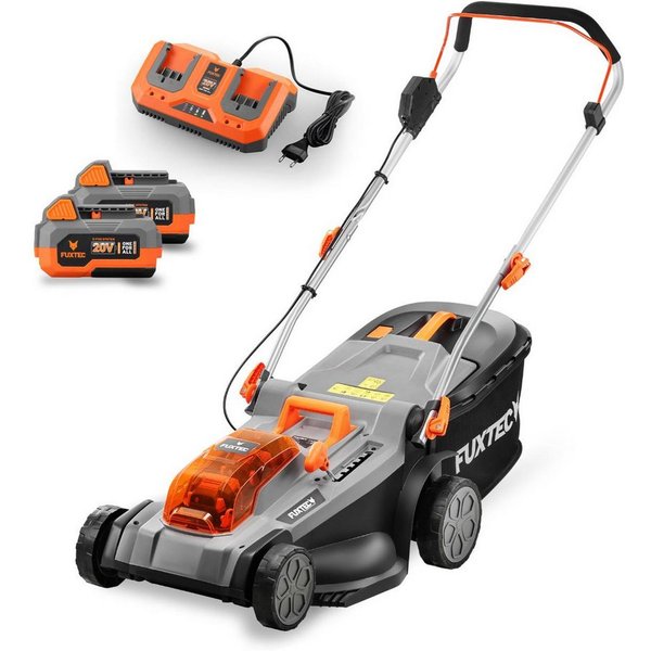 FUXTEC Akkurasenmäher FX-E2RM37SET, 37 cm Schnittbreite, 37 cm Schnittbreite, 40 L Fangkorb, E-Start, 2x20V Akku, 25-75mm