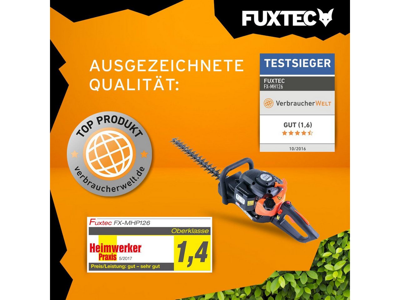 FUXTEC Benzin-Heckenschere FX-MH126, 25.5ccm, 55cm Schneidmesser, 60cm Schwertlänge, vibrationsarm – Bild 3 von 5