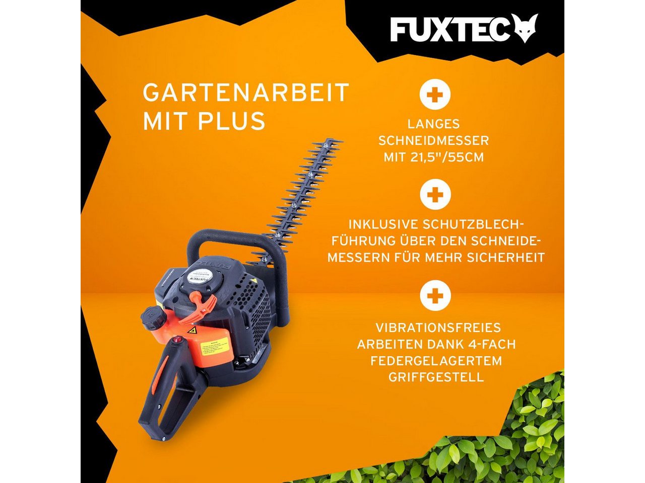 FUXTEC Benzin-Heckenschere FX-MH126, 25.5ccm, 55cm Schneidmesser, 60cm Schwertlänge, vibrationsarm – Bild 4 von 5
