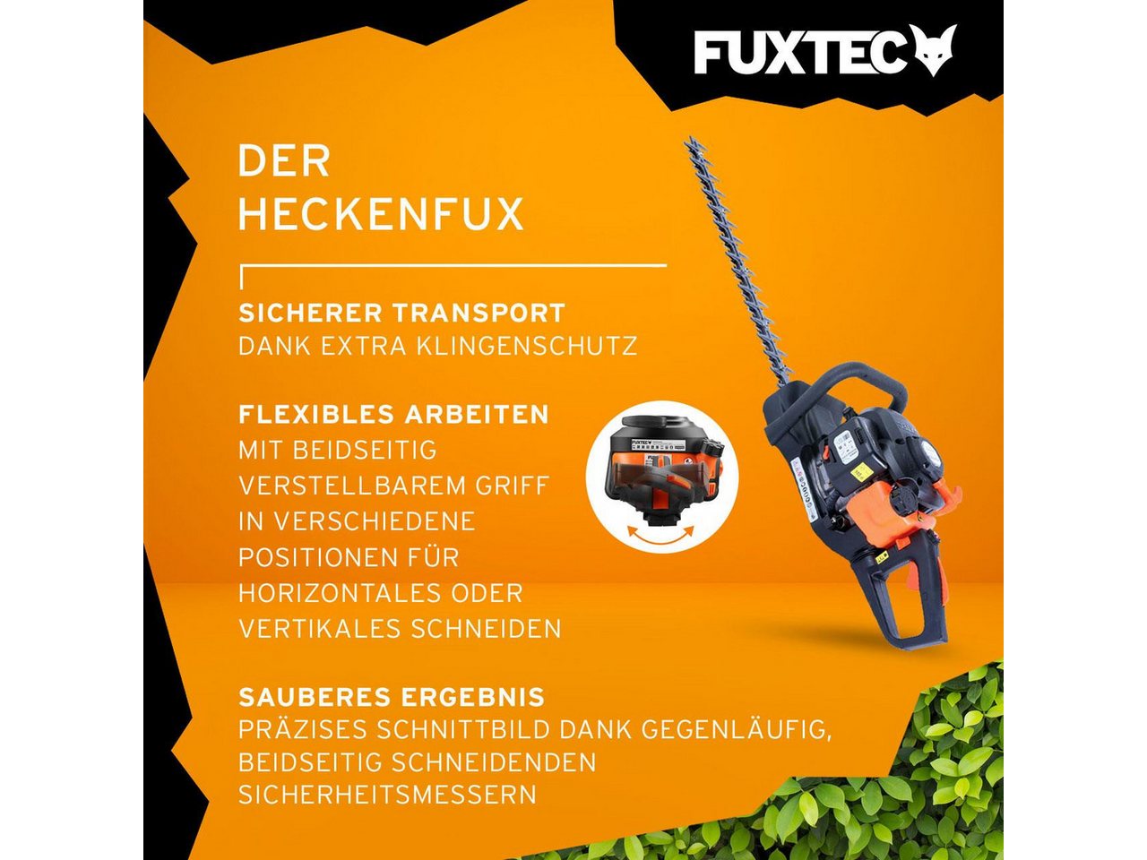 FUXTEC Benzin-Heckenschere FX-MH126, 25.5ccm, 55cm Schneidmesser, 60cm Schwertlänge, vibrationsarm – Bild 5 von 5