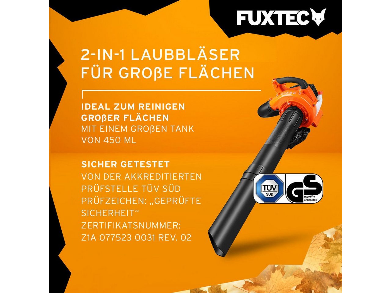 FUXTEC Benzin-Laubbläser FX-LB126, 71m/s, 255,6 km/h Blasgeschwindigkeit, Doppelblasfunktion, 4,6 kg – Bild 4 von 5