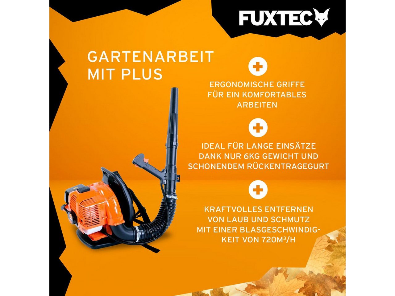 FUXTEC Benzin-Laubbläser FX-LB133T, 72m/s, 300 km/h Blasgeschwindigkeit, rückentragbar – Bild 4 von 5