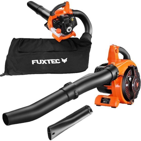 FUXTEC Benzin-Laubbläser FX-LBS126, 71m/s, 255 km/h Blasgeschwindigkeit, 45 L Fangsack, Häckselfunktion