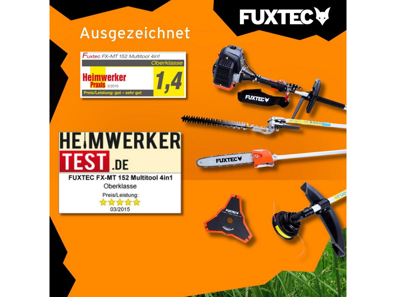 FUXTEC Benzin-Motorsense FX-MT152, 44 cm Arbeitsbreite Messer, 4in1 Tool 3PS, 52ccm, 32cm Schnittbreite, 40cm Schnittlänge – Bild 5 von 5