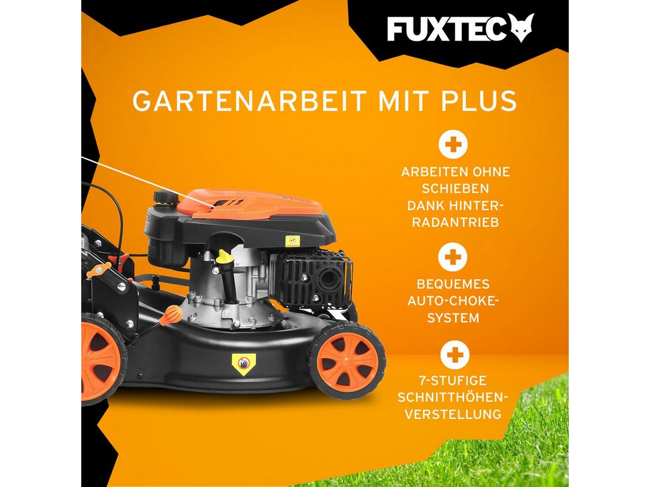 FUXTEC Benzinrasenmäher FX-RM4346, 42 cm Schnittbreite, 146ccm Motor, 40 L Fangkorb, 3in1 Funktion, 3,5 PS – Bild 3 von 5