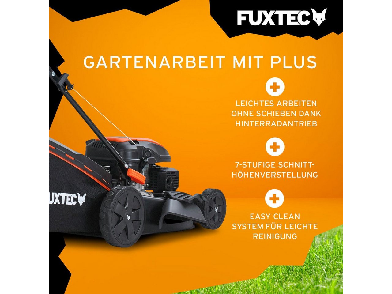 FUXTEC Benzinrasenmäher FX-RM5170, 50,8 cm Schnittbreite, 51 cm Schnittbreite, 60 L Fangkorb, 4in1 Mäher, EasyClean, 4 PS – Bild 3 von 5