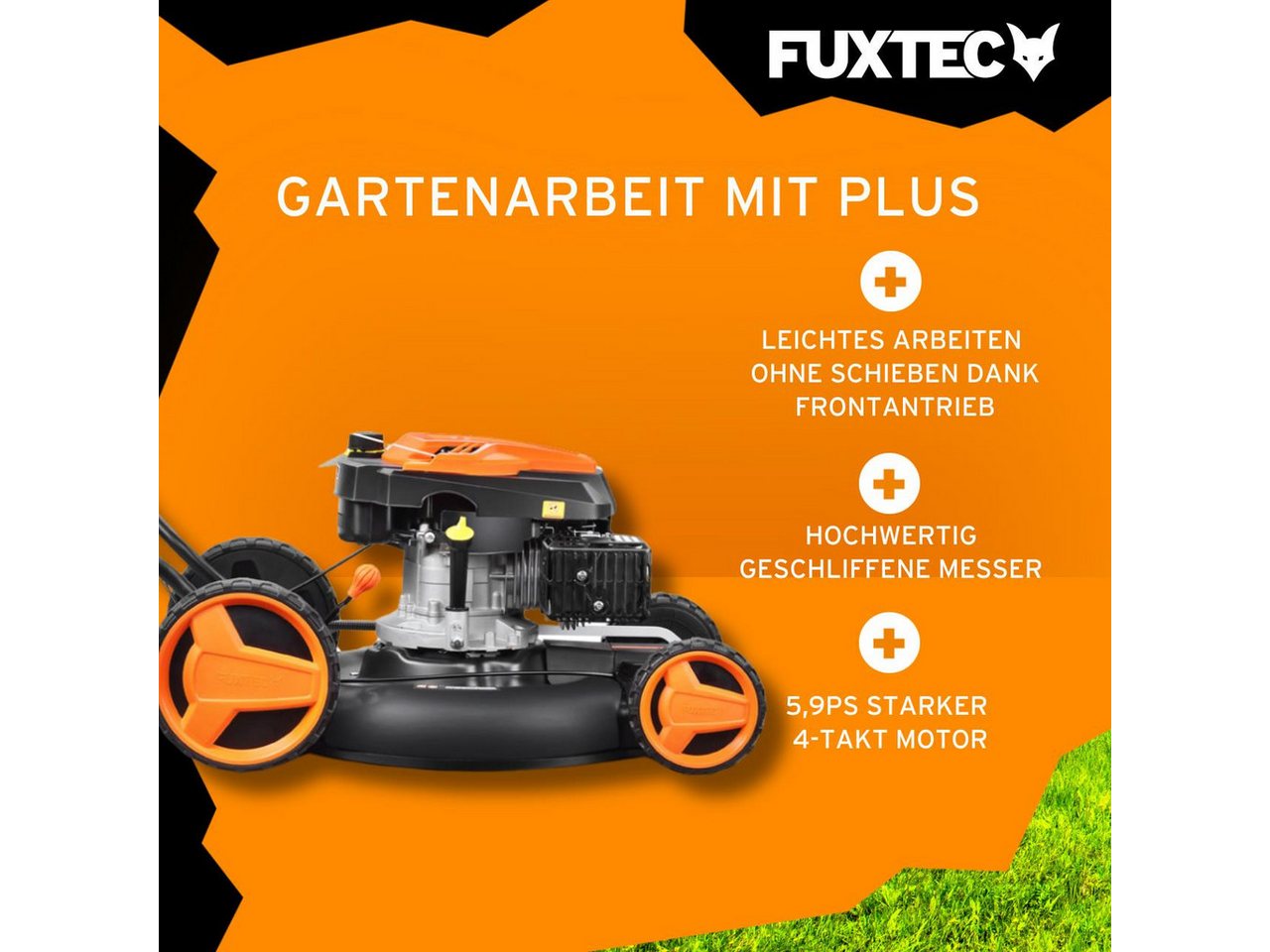 FUXTEC Benzinrasenmäher FX-RM51SA96, 51 cm Schnittbreite, 51 cm Schnittbreite, 5,9 PS, 196 ccm, Frontantrieb – Bild 3 von 5