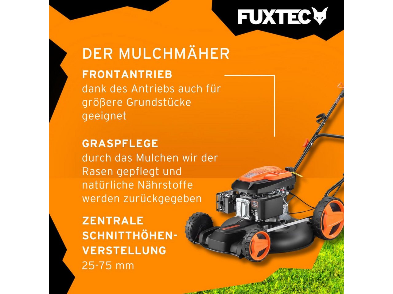 FUXTEC Benzinrasenmäher FX-RM51SA96, 51 cm Schnittbreite, 51 cm Schnittbreite, 5,9 PS, 196 ccm, Frontantrieb – Bild 4 von 5