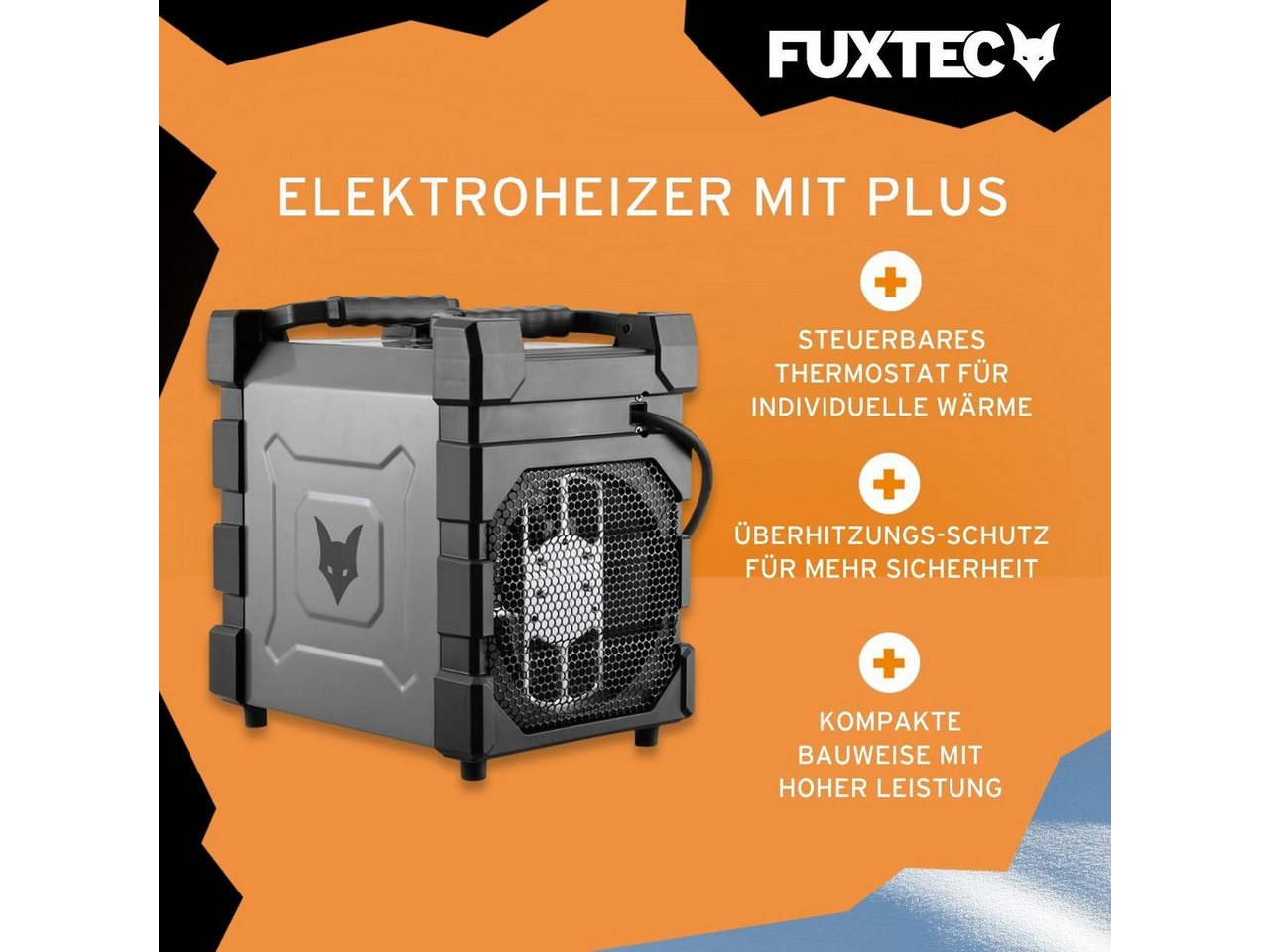 FUXTEC Heizgerät FX-EH2, 2000W Heizleistung, Thermostatregelung, Überhitzungsschutz IP24 – Bild 3 von 5