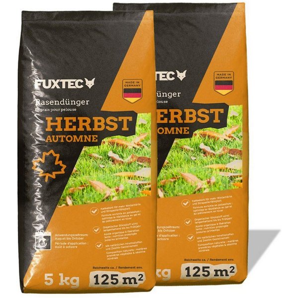 FUXTEC Rasendünger FX-RDH10, FX-RDH, 1-St., Kaliumhaltiger Dünger für den Herbst, bis 500m², 10kg Granulat