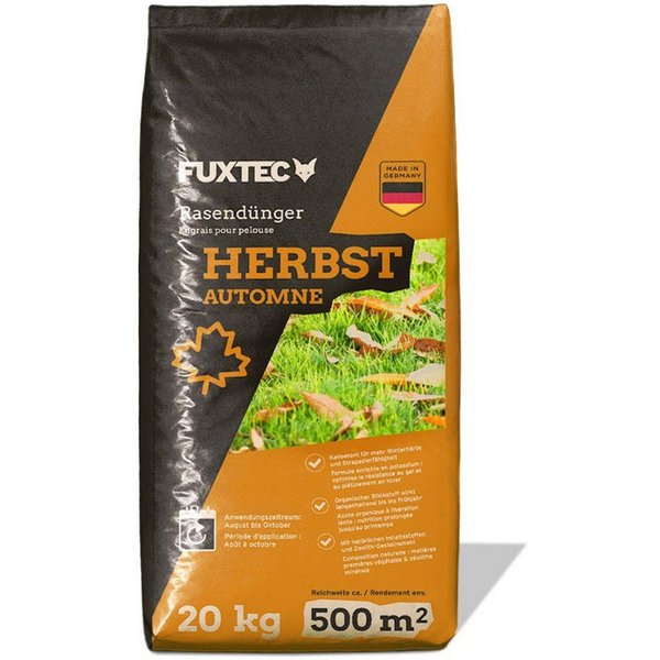 FUXTEC Rasendünger FX-RDH20, FX-RDH, 1-St., Kaliumhaltiger Dünger für den Herbst, bis 1000m², 20kg Granulat