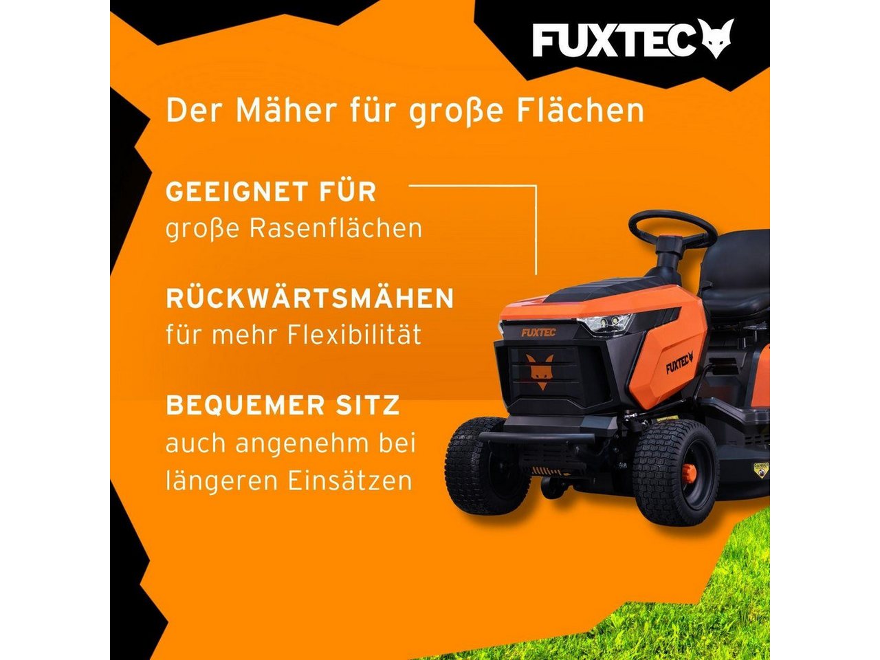 FUXTEC Rasentraktor FX-RMT84M, 83 cm Schnittbreite, 30-90mm Schnitthöhe, 432ccm Hubraum, 280L Fangkorb – Bild 4 von 5