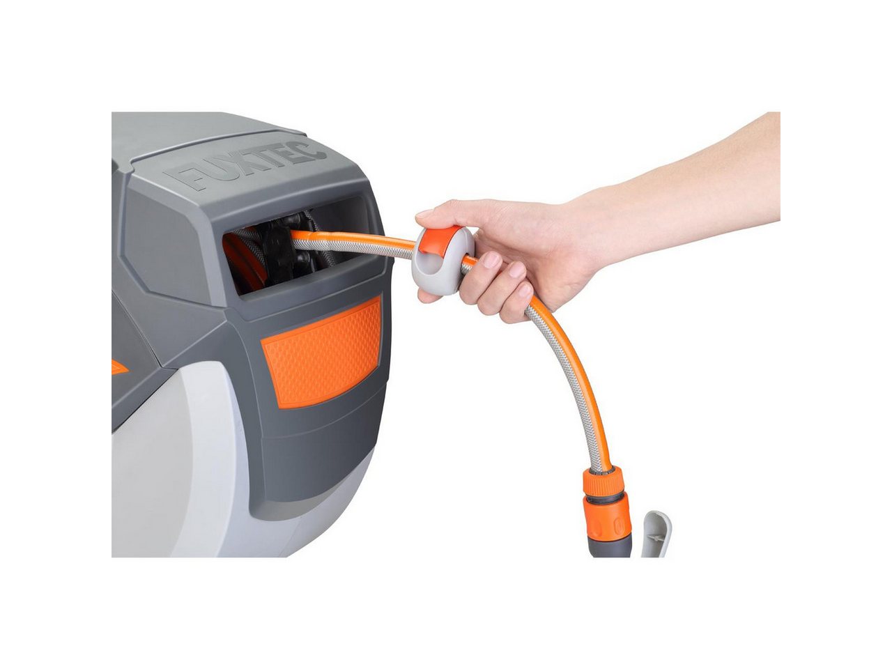 FUXTEC Schlauchaufroller FX-WSA20, 20 m Schlauch, ½ Zoll Anschluss, schwenkbar, automatisches Aufrollen – Bild 4 von 5
