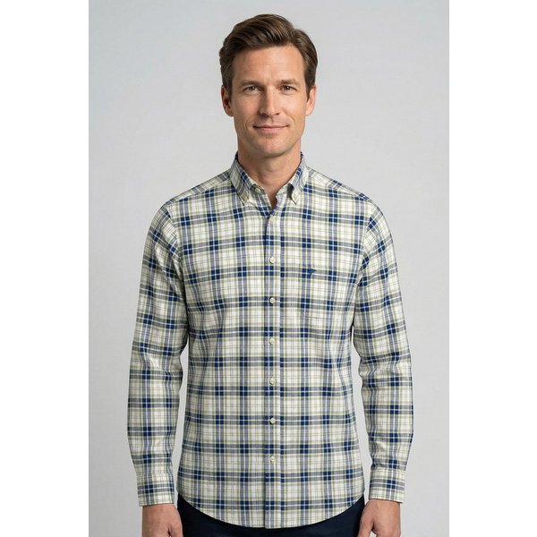 FYNCH-HATTON Langarmhemd Washed Oxford Check normale Passform, kariertes Muster, mit Brusttasche