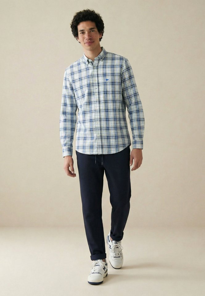FYNCH-HATTON Langarmhemd Washed Oxford Check normale Passform, kariertes Muster, mit Brusttasche – Bild 3 von 5