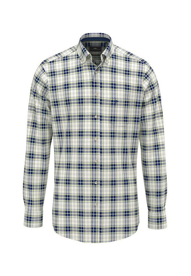 FYNCH-HATTON Langarmhemd Washed Oxford Check normale Passform, kariertes Muster, mit Brusttasche – Bild 4 von 5