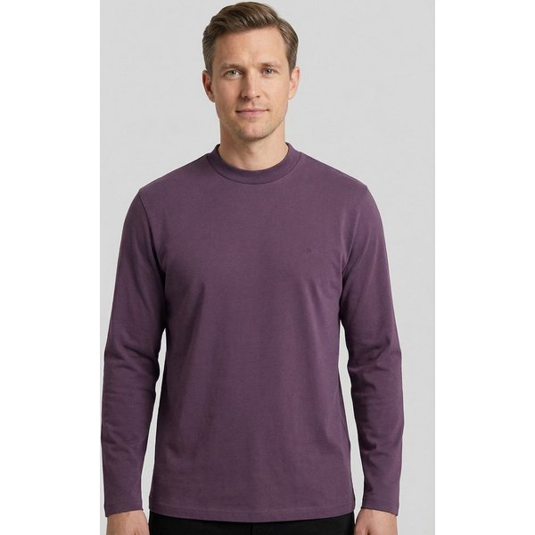 FYNCH-HATTON Langarmshirt gerade Passform, aus Baumwolle, unifarben, mit Logo-Stickerei