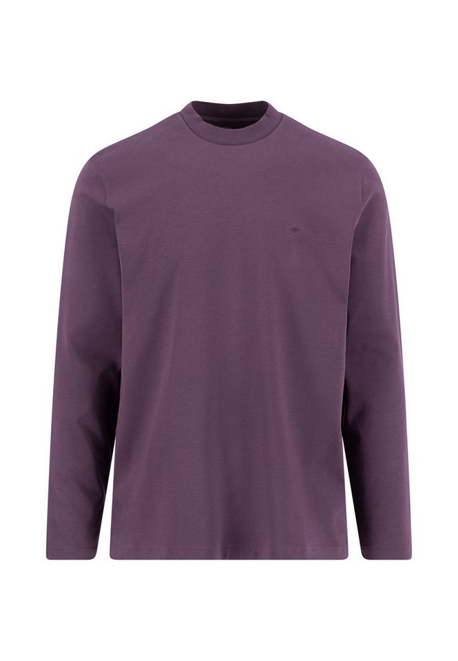 FYNCH-HATTON Langarmshirt gerade Passform, aus Baumwolle, unifarben, mit Logo-Stickerei – Bild 4 von 5
