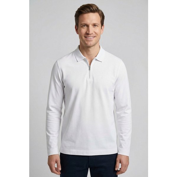 FYNCH-HATTON Langarmshirt normale Passform, mit Zipper, mit Hemdkragen, hüftbedeckende Länge