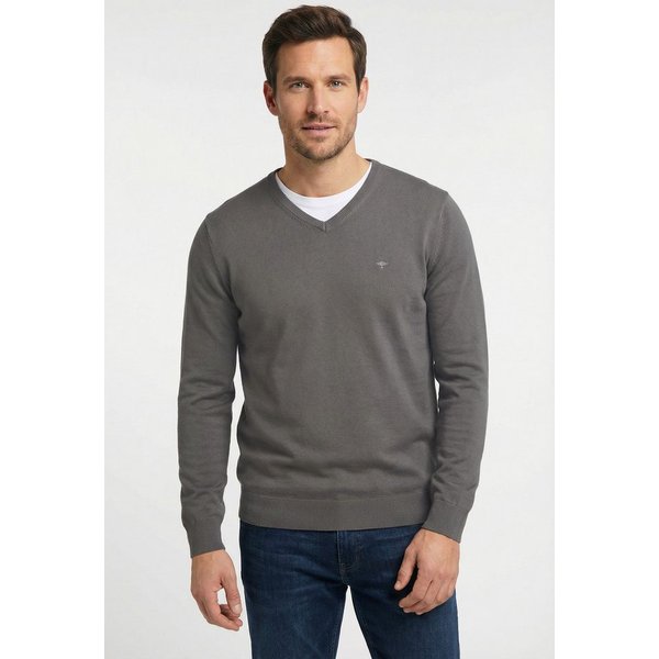 FYNCH-HATTON Strickpullover aus Baumwolle, mit V-Ausschnitt, bequeme Passform
