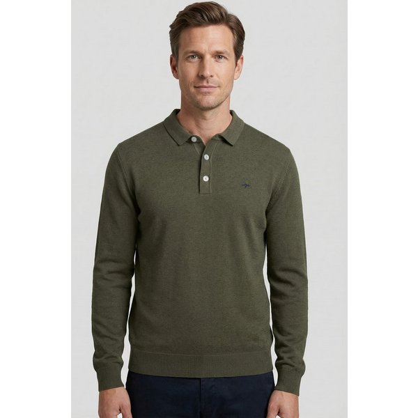 FYNCH-HATTON Strickpullover aus Baumwolle, mit Polokragen und kurzer Knopfleiste