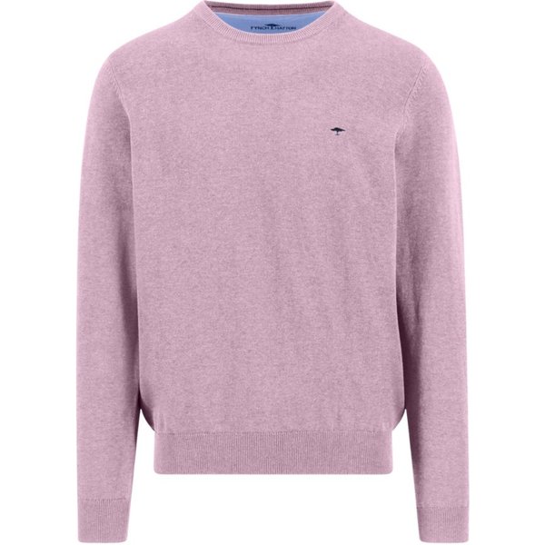 FYNCH-HATTON Strickpullover rosa,Basic,Baumwolle,Meliert,Rundhals,Lang,Casual Fit