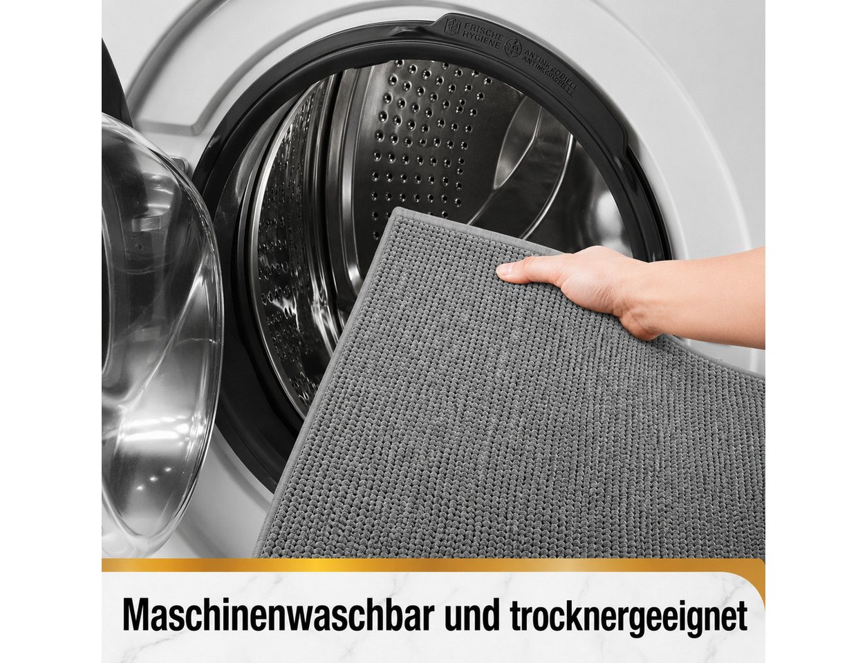 Fyrove Badematte Duschmatte Badezimmerteppich, 40x60cm Badematte rutschfest, Super Saugfähige Badematten & Badteppiche, schnell trocknend, Graue Badematte in Si – Bild 4 von 5