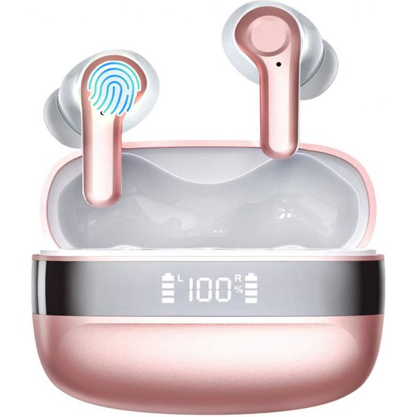 Fyrove Bluetooth 5.4 In-Ear-Kopfhörer, kabellose Stereo-Ohrhörer Bluetooth-Kopfhörer (mit LED-Akkudisplay, Touch-Steuerung, Freisprechfunktion, Auto-Pairing, US