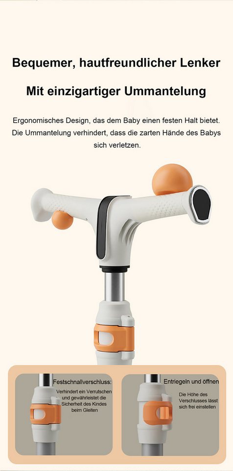 Fyrove Cityroller Scooter Kinderroller Tretroller Kinderroller Dreiradscooter LED-Räder, bis 70 kg,roller kinder,kinder roller,Höhenverstellbar,Hinterradbremse – Bild 5 von 5