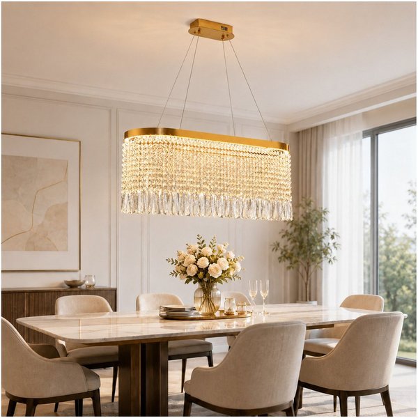 Fyrove Deckenleuchte Kristall Pendelleuchte, dimmbare Hängelampe 80cm, App & Fernbedienung, LED fest integriert, 70W, 3000K-5700K