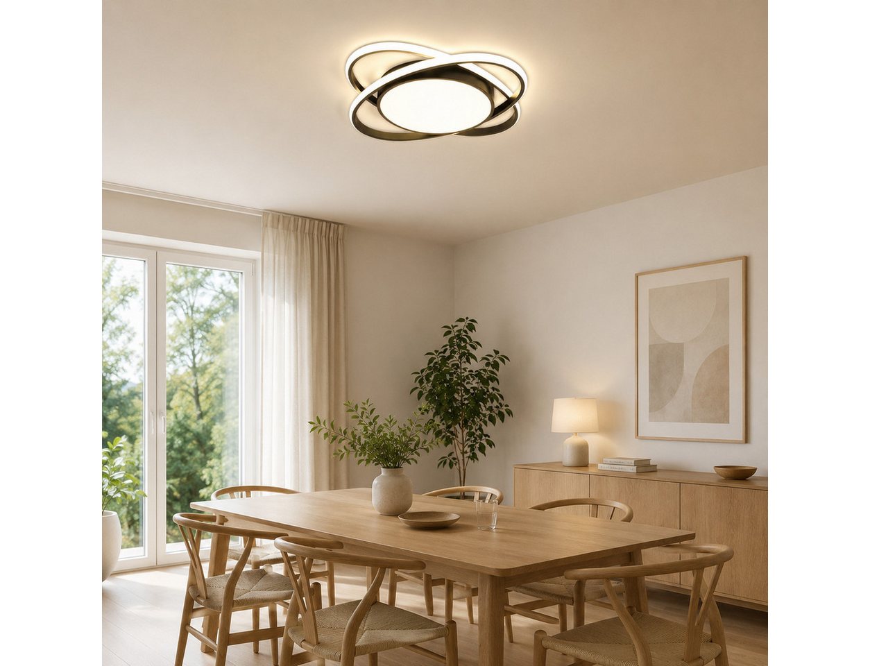 Fyrove Deckenleuchten Deckenlampe Wohnzimmer 53cm mit stufenlos dimmbarer Farbtemperatur, 62W3000-6500k, LED fest integriert, Modern Runde Wohnzimmer Schlafzimm – Bild 3 von 5
