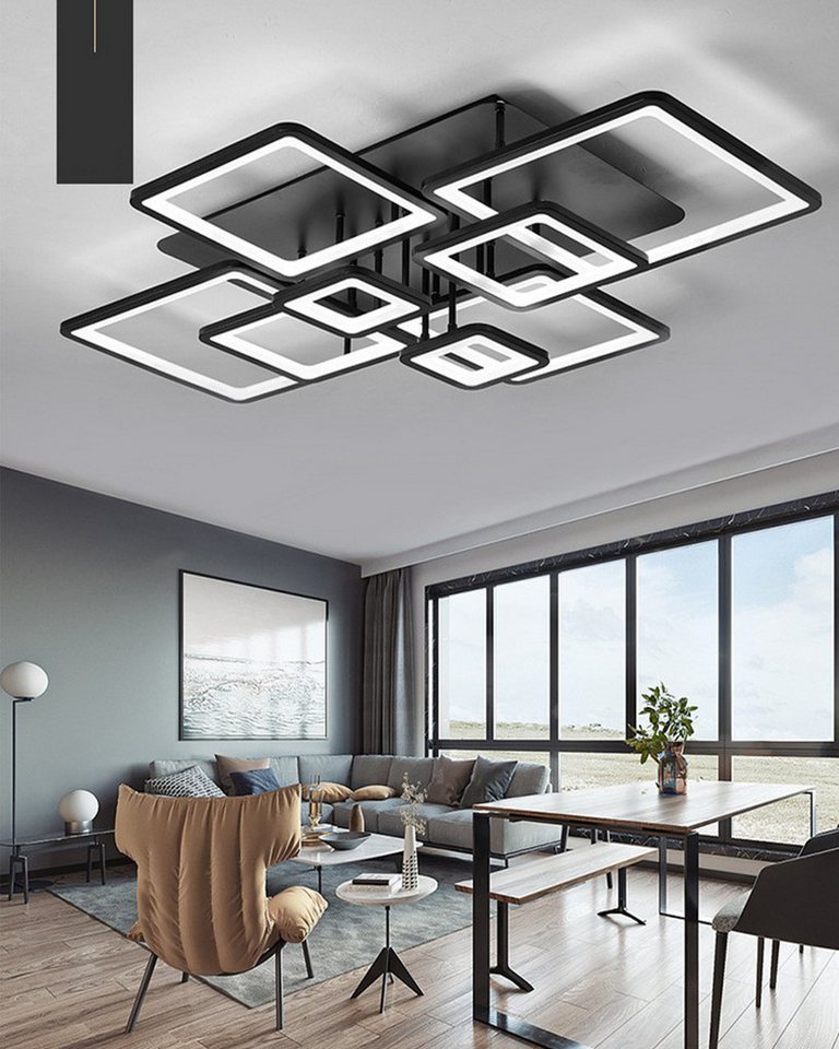 Fyrove Deckenleuchten LED Deckenlampe 6 Rahmen,Dimmbar mit Fernbedienung für Wohnzimmer, LED fest integriert, 102W 3000-6500k, Mit Speicherfunktion Timer-Funkti – Bild 2 von 5