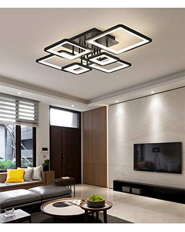 Fyrove Deckenleuchten LED Deckenlampe 6 Rahmen,Dimmbar mit Fernbedienung für Wohnzimmer, LED fest integriert, 102W 3000-6500k, Mit Speicherfunktion Timer-Funkti – Bild 3 von 5