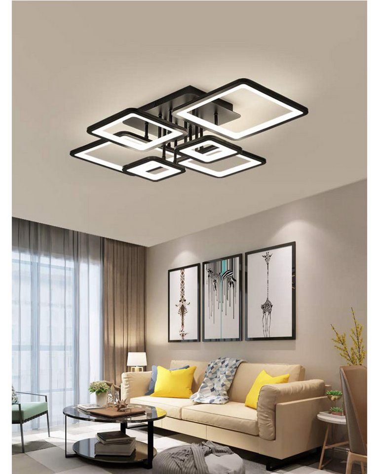 Fyrove Deckenleuchten LED Deckenlampe 6 Rahmen,Dimmbar mit Fernbedienung für Wohnzimmer, LED fest integriert, 102W 3000-6500k, Mit Speicherfunktion Timer-Funkti – Bild 4 von 5