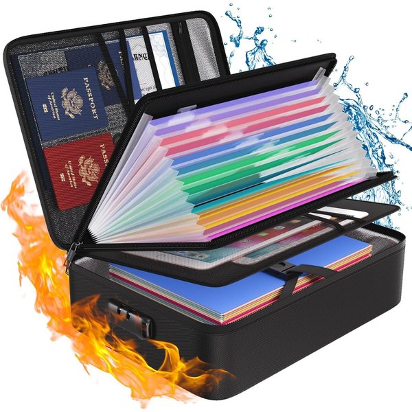 Fyrove Dokumententasche Sicherheitsmappe, Aktenorganizer mit Zahlenschloss (Aufbewahrungsmappe für Unterlagen, Pässe und persönliche Wertsachen), 36 × 27 × 10 c