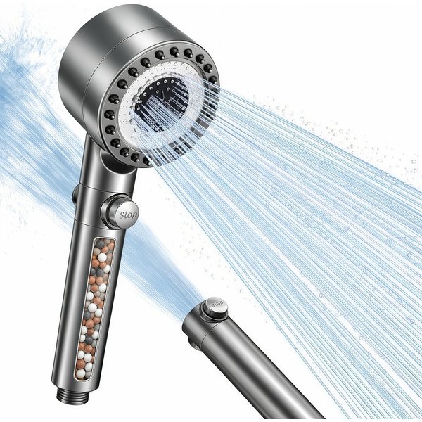Fyrove Duschbrause Handbrause Duschkopf mit 15-stufigem Filter, (Hochdruck-Wassersparfunktion und Stopp-Taste, Handbrause mit, Anti-Kalk-Düsen zur), Reduzierung