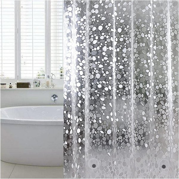 Fyrove Duschvorhang Duschvorhang Anti-Schimmel mit Gewicht Magnet unten, 3D Steinmuster Breite 180 cm, 0.2mm Wasserdicht Antibakteriell Eva Vorhang für Dusche u
