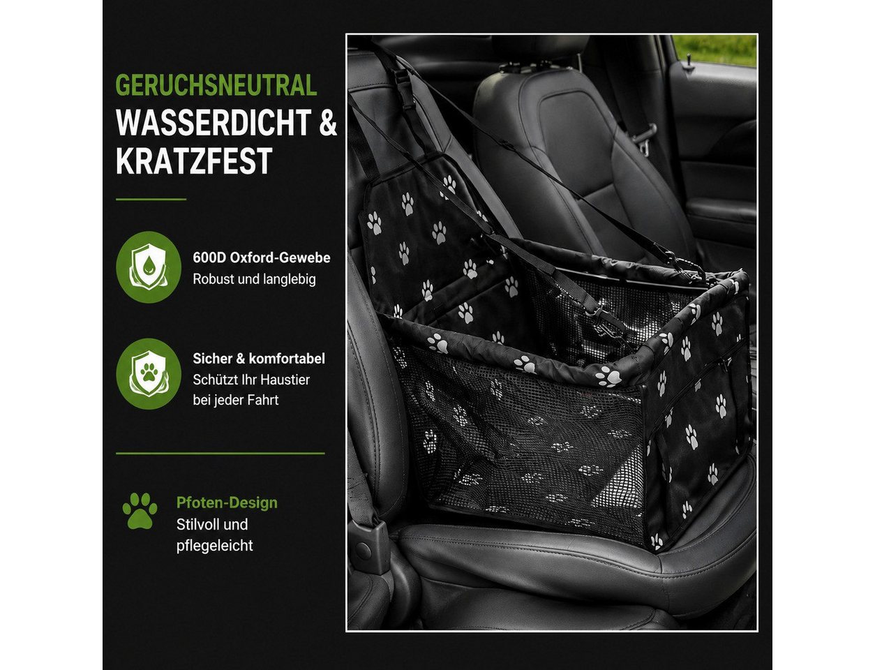 Fyrove Hunde-Autositz Tierautositz, Auto-Hundesitz für kleine Hunde und Katzen, Reisesitz fürs Auto, Haustier-Sitzbox für Alltag und Tierarztfahrten – Bild 4 von 5