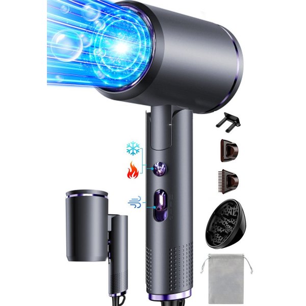 Fyrove Ionic-Haartrockner Föhn,Ionen-Haartrockner 2500W, klappbar, 3 Stylingdüsen, 2400 W, 2 Gebläsestufen, Reise-Föhn, Reiseföhn Hairdryer