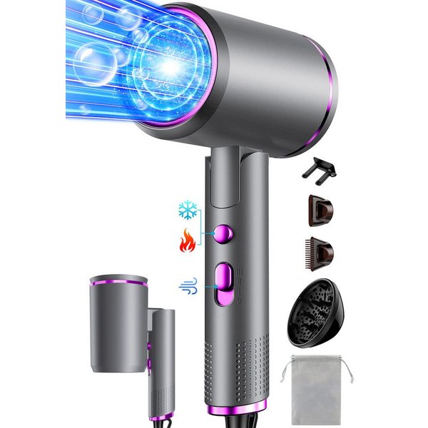 Fyrove Ionic-Haartrockner Föhn,Ionen-Haartrockner 2500W, klappbar, 3 Stylingdüsen, 2400 W, 2 Gebläsestufen, Reise-Föhn, Reiseföhn Hairdryer