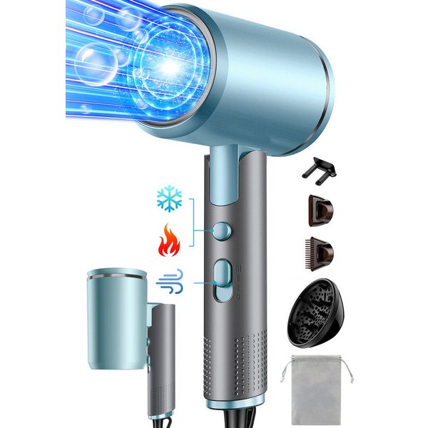 Fyrove Ionic-Haartrockner Föhn,Ionen-Haartrockner 2500W, klappbar, 3 Stylingdüsen, 2400 W, 2 Gebläsestufen, Reise-Föhn, Reiseföhn Hairdryer