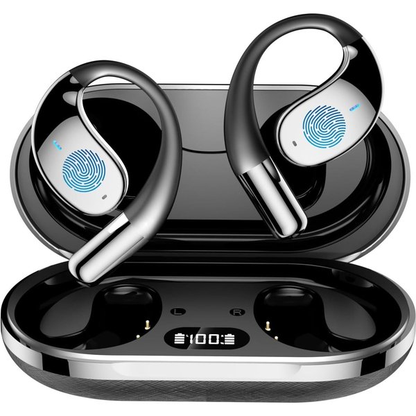 Fyrove KI-Übersetzer Bluetooth Kopfhörer mit Ohrbügel Open-Ear-Kopfhörer (Bluetooth 5.4 Sportkopfhörer, ENC Mikrofon, 3-in-1 für Übersetzen, Telefonieren & Musi