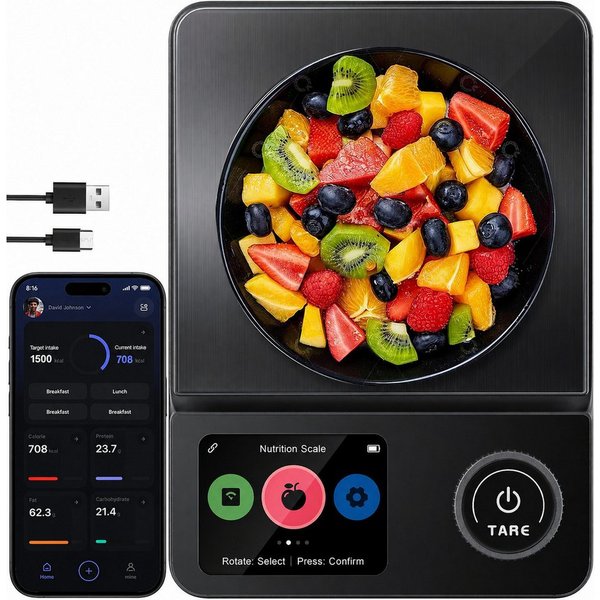 Fyrove Küchenwaage Digitale ProfiFein waage Kitchen Scale mit LCD Display, (Automatische Abschaltung nach 30 Sekunden, Digitale Kuichenwaage aus Edelstahl), Hoh