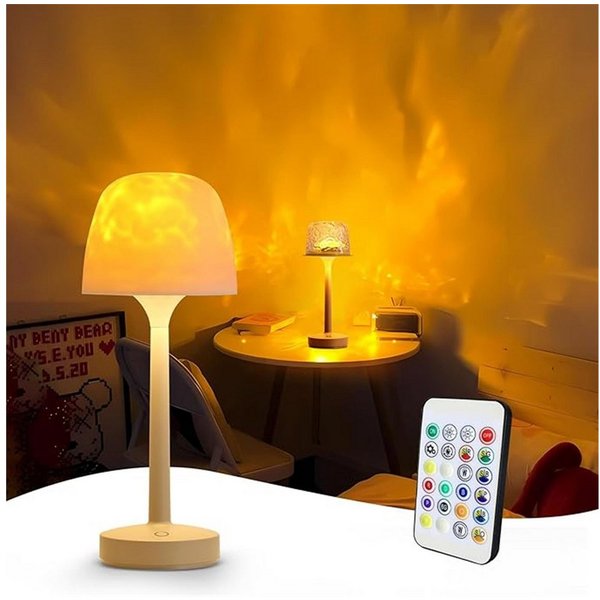 Fyrove LED Nachtlicht Ocean Lampe, Wasserwellenprojektor, 16 Farben, dimmbar, dimmbar, Touch & Fernbedienung, USB