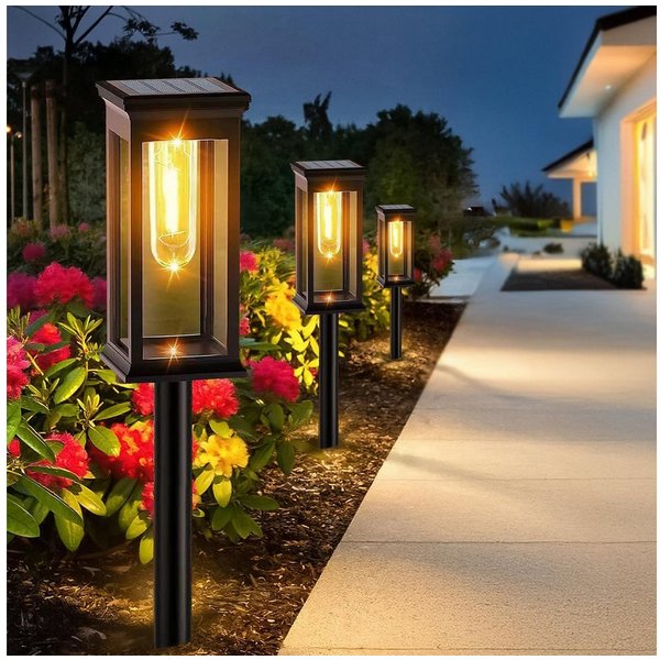 Fyrove LED Solarleuchte Solarlampen, Solarlampen für Außen Garten, Metall Solar Gartenleuchten für Außen Garten Draußen Balkon, IP65 Wasserdicht Solarlaterne fü