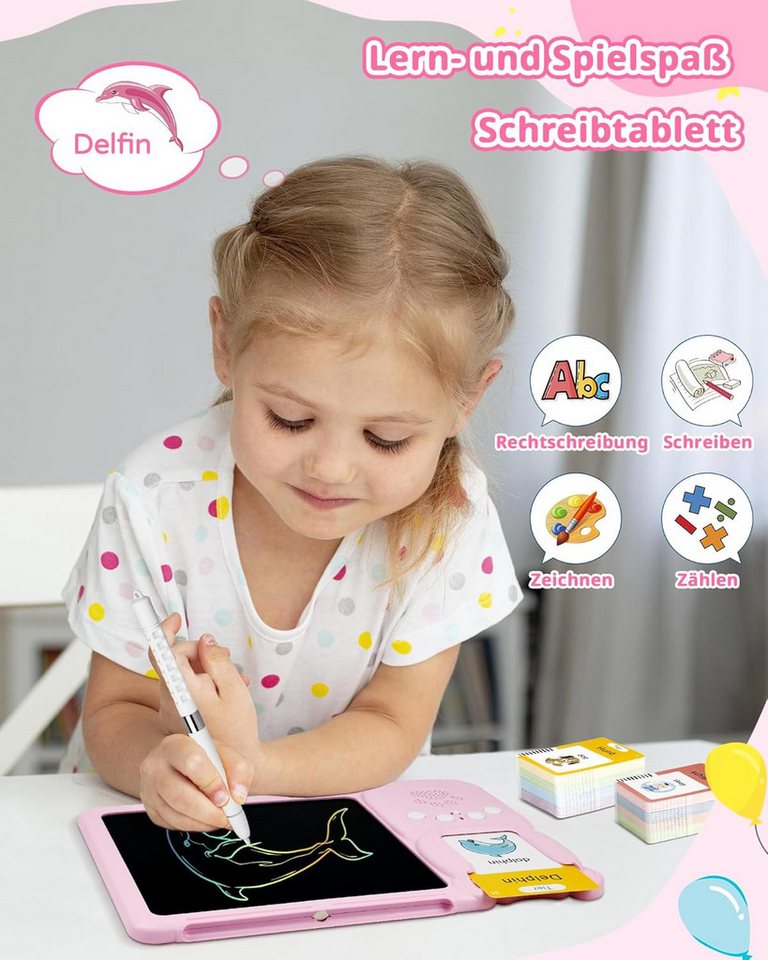 Fyrove Lernspielzeug Lernkarten-Set, Sprachtrainer für Kinder ab 2 Jahren (Schreibtafel, Vorschulspielzeug für Deutsch, Englisch und Wortschatz), 510 Wörter, 19 – Bild 5 von 5