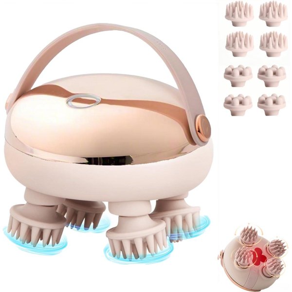 Fyrove Massagegerät Elektrisches Kopfmassagegerät mit 8 Massageköpfen, 2 Modi, Rotlichtpflege & IPX6 Wasserschutz – Kabelloser Scalp Massager, für Kopfhaut, Ent