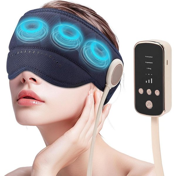 Fyrove Massagegerät Elektrisches Kopfmassagegerät mit Wärmefunktion, 6D Luftdruckmassage, Augenabdeckung, kabelloses Massagegerät mit 2000mAh, 3 Modi zur Entspa