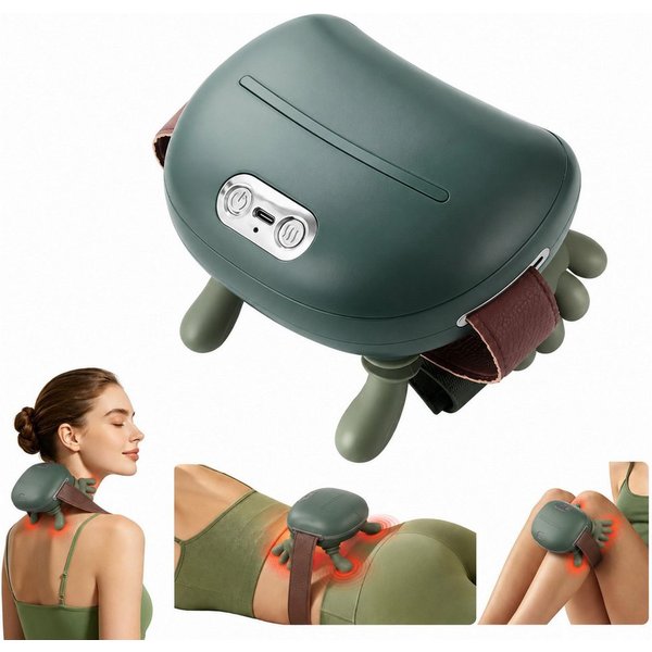 Fyrove Massagegerät Nackenmassagegerät mit Wärmefunktion,kabelloser Schultermassagegerät, 2 Wärmestufen,für Nacken, Schultern & Rücken, mit 10-Finger-Knetmassag