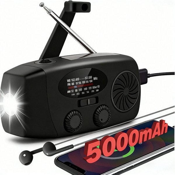 Fyrove Notfallradio, Solar Radio, Tragbares Radio, AM/FM/NOAA Kurbelradio Notfallradio (Led Taschenlampe, SOS-Alarm, handy ladefunktion, für Camping, Ourdoor)